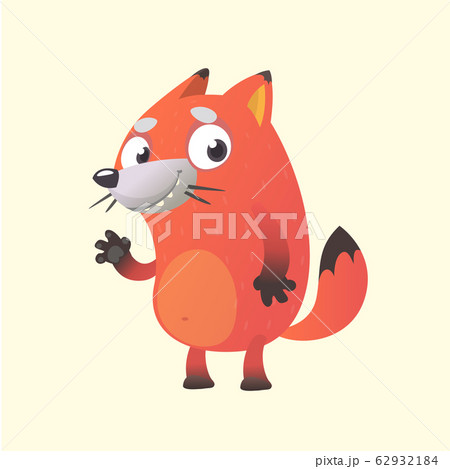 Cute funny fox waving hand and get excited 62932184