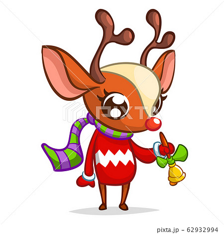 Christmas cartoon reindeer in Santa Claus hat Christmas cartoon reindeer in Santa Claus hat 62932994