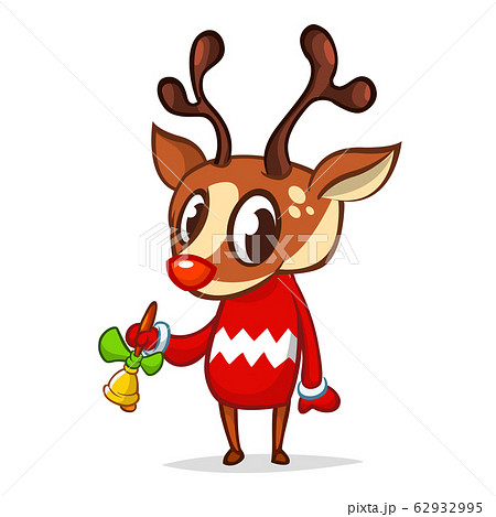 Christmas cartoon reindeer in Santa Claus hat Christmas cartoon reindeer in Santa Claus hat 62932995