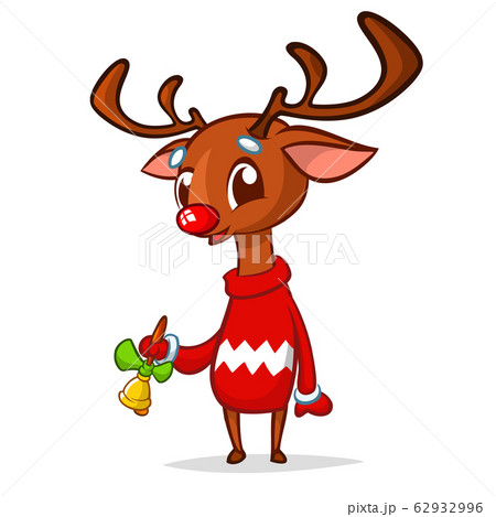 Christmas cartoon reindeer in Santa Claus hat Christmas cartoon reindeer in Santa Claus hat 62932996