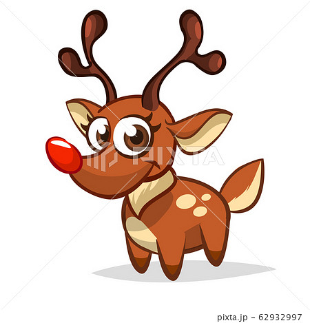 Funny cartoon red nose reindeer.  Christmas vector 62932997