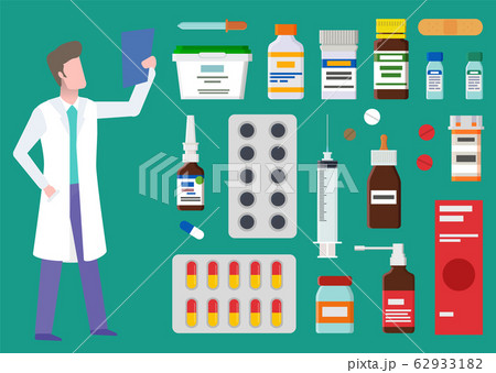 Doc with Scan Results and Set of Medicine Pills Doc with Scan Results and Set of Medicine Pills 62933182