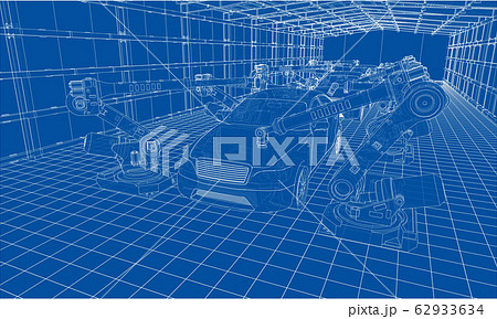Assembly of motor vehicle. Vector 62933634