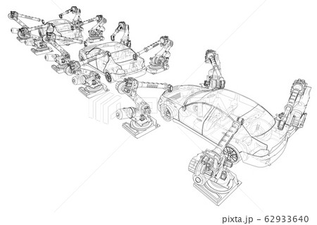Assembly of motor vehicle. Vector Assembly of motor vehicle. Vector 62933640