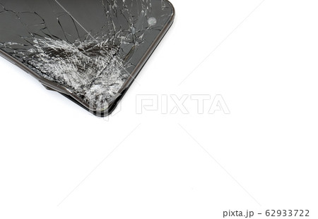 Smartphone with damaged screen isolated on white background 62933722