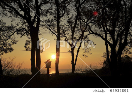 荒尾市 四ツ山神社 夕日、 荒尾市 四ツ山神社 夕日、 62933891
