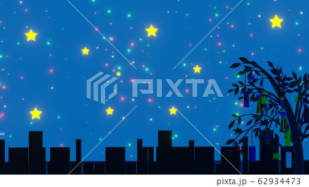 七夕の日に輝く星空と都会の夜 七夕の日に輝く星空と都会の夜 62934473