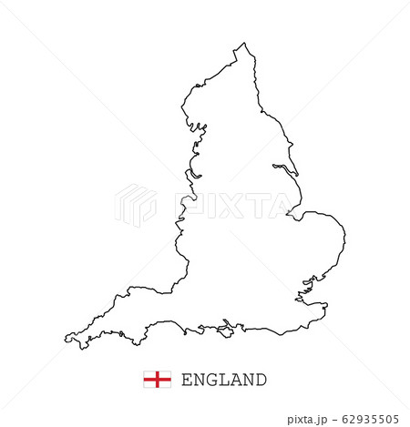England map line, linear thin vector. England simple map and flag. 62935505