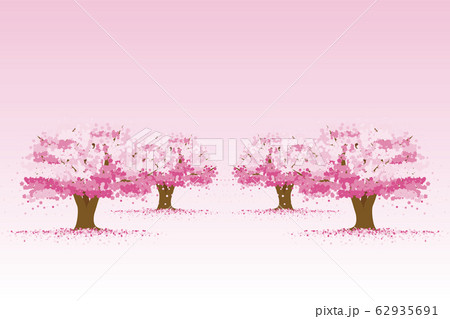 花びら散る桜の木のイラスト素材