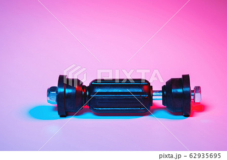 Car front suspension anti-roll bar mount. New tie rod in double red-blue light 62935695