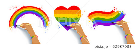 Set of hands drawing LGBTQ flags colors Set of hands drawing LGBTQ flags colors 62937083