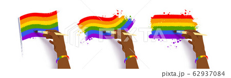 Set of hands drawing LGBTQ flags colors Set of hands drawing LGBTQ flags colors 62937084