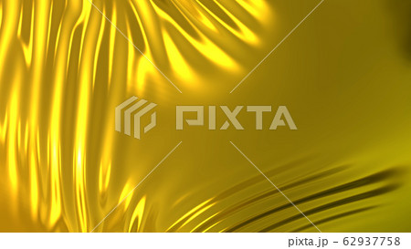 3D render beautiful folds of golden silk in full screen, like a beautiful clean fabric background like gold foil. Simple soft background with smooth folds like waves on a liquid surface. 62937758
