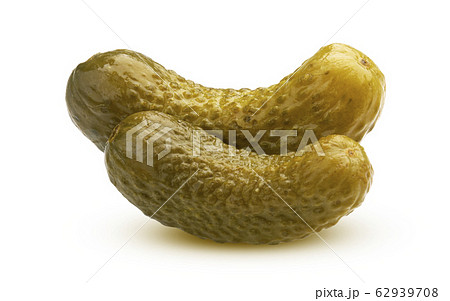 Two pickled cucumbers isolated on white background 62939708