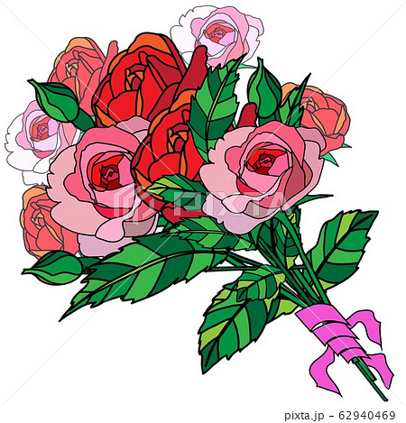 Cute bouquet of flowers from roses. Vector illustration 62940469