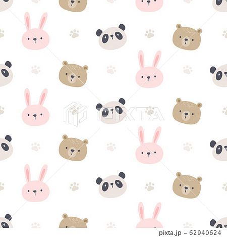 Panda bear and rabbit seamless pattern background 62940624