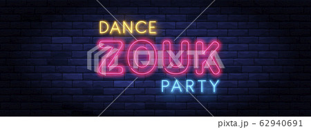 Zouk dance party colorful neon banner 62940691