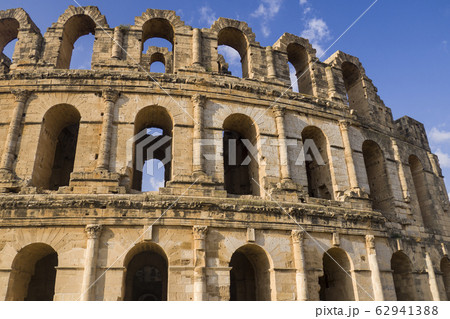 El Djem - old historic Colosseum, one of the biggest in Roman time El Djem - old historic Colosseum, one of the biggest in Roman time 62941388