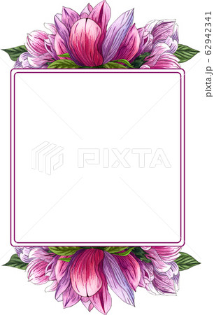 Spring wreath of blooming branches pink magnolia Spring wreath of blooming branches pink magnolia 62942341