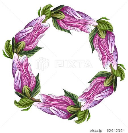 Floral round wreath with magnolia flowers. Wreath, Floral round wreath with magnolia flowers. Wreath, 62942394