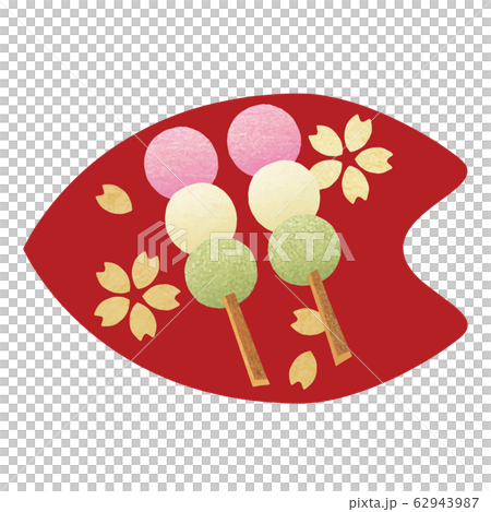 春季日本糖果_三色餃子_櫻花花瓣板紅色_背景白 春季日本糖果_三色餃子_櫻花花瓣板紅色_背景白 62943987