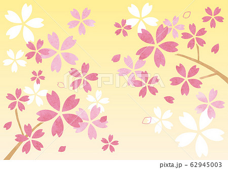 水彩風の桜イラスト 背景イエロー 62945003