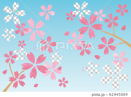 水彩風の桜イラスト 背景ブルー 62945004