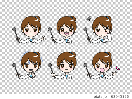 Woman in white coat pointing with a stick 62945536