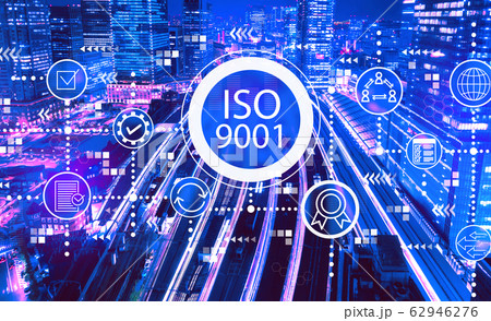 ISO 9001 concept with a large train station in Tokyo, Japan 62946276