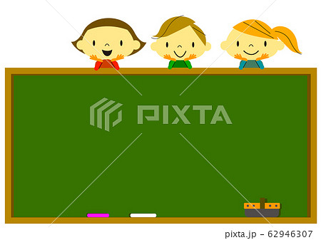 子ども黒板フレーム 学習 楽しいのイラスト素材