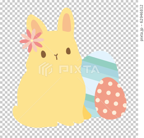 Easter eggs with rabbit and eggs sitting 62946812