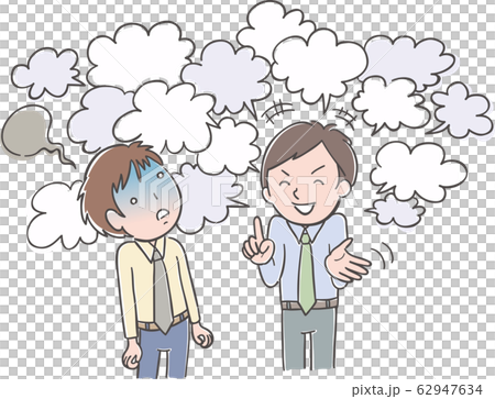 おしゃべりな男性 話を聞かされてうんざりしている男性のイラスト素材