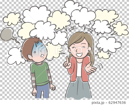 おしゃべりな女性＆話を聞かされてうんざりしている男性 62947636