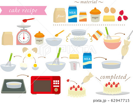 ケーキ作りのレシピのイラスト素材