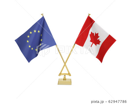 二つの国の卓上国旗 62947786