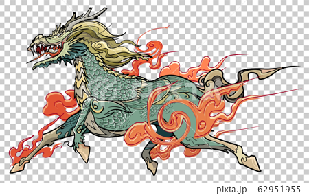 中国の神獣 麒麟のイラスト素材