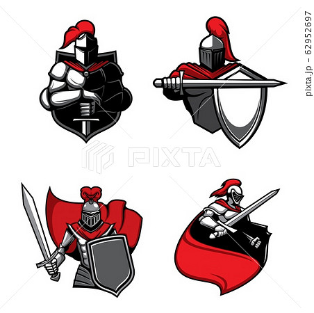 Knight icons of warriors, swords, helmets, shields 62952697