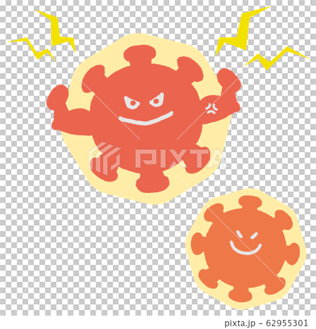 膜を持つ新型コロナウイルス　増殖　イラスト 62955301