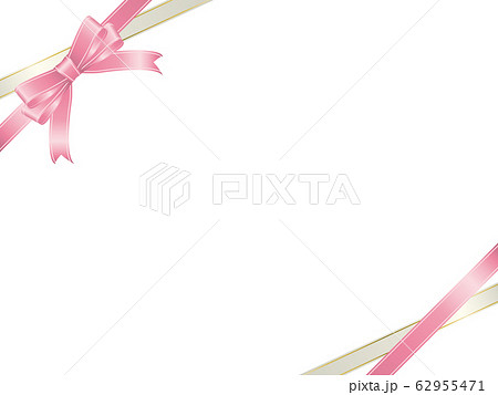 ピンクと白のリボンのフレーム 62955471