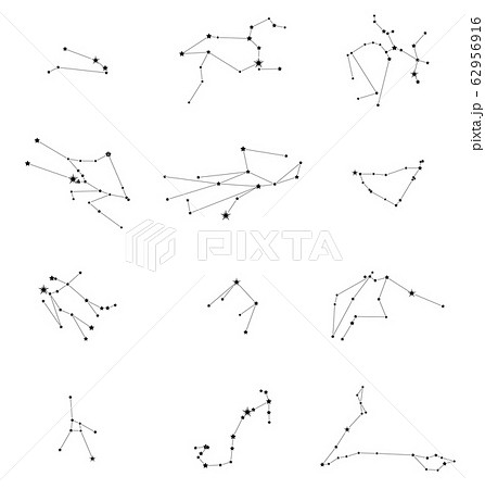 十二星座 星座線セットのイラスト素材