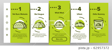 Taco Burrito Onboarding Icons Set Vector 62957372