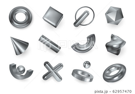 Geometric Shapes Silver Set  62957470