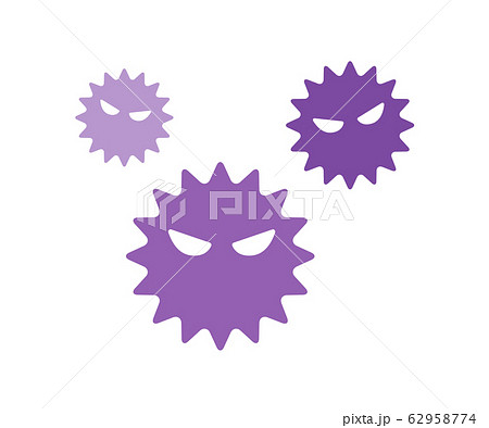 ウイルスのイラスト アイコン 感染症 花粉 病気 風邪 ばい菌のイラスト素材