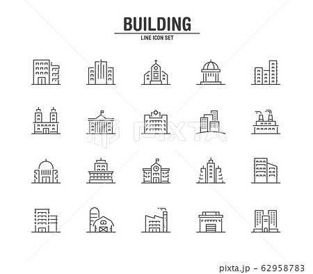 Building And Real Estate Line Icons Vector のイラスト素材