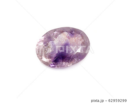 Purple faceted fluorite on a white background Purple faceted fluorite on a white background 62959299
