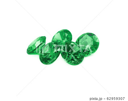 Five emeralds on a white background Five emeralds on a white background 62959307