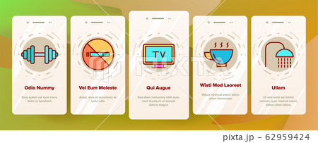 Color Hostel, Tourist Accommodation Vector Onboarding 62959424