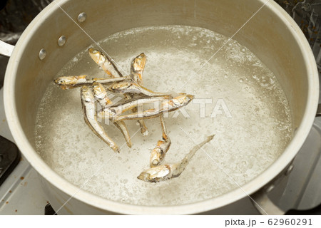 鍋の湯に入れた煮干し 鍋の湯に入れた煮干し 62960291