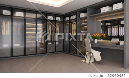 Modern Luxury Dressing Room, Wardrobe Stock Photo - Image of