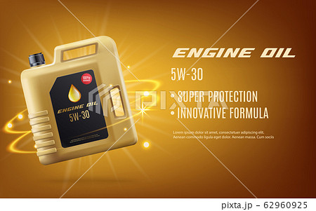 Realistic engine machine oil ad poster with golden canister mockup Realistic engine machine oil ad poster with golden canister mockup 62960925
